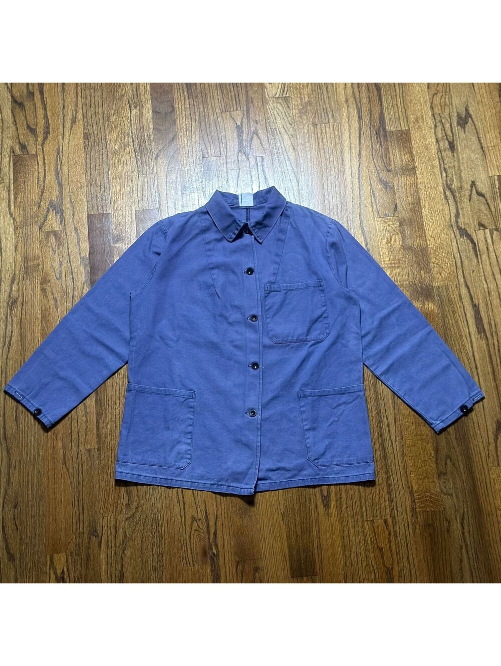 Vintage 70s French Chore Coat Faded Blue • M